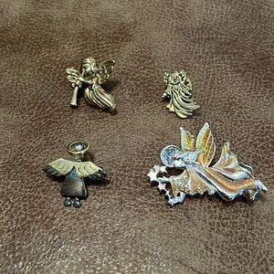 4 Vintage Angel Broaches
